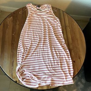 Poof New York white pink‎ striped dress sleeveless ruched womens large dress
